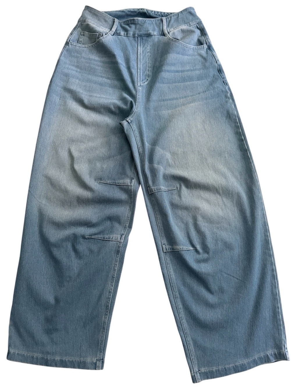 HALARA Light Wash Blue Wide Leg Pull On Jeans, Size S